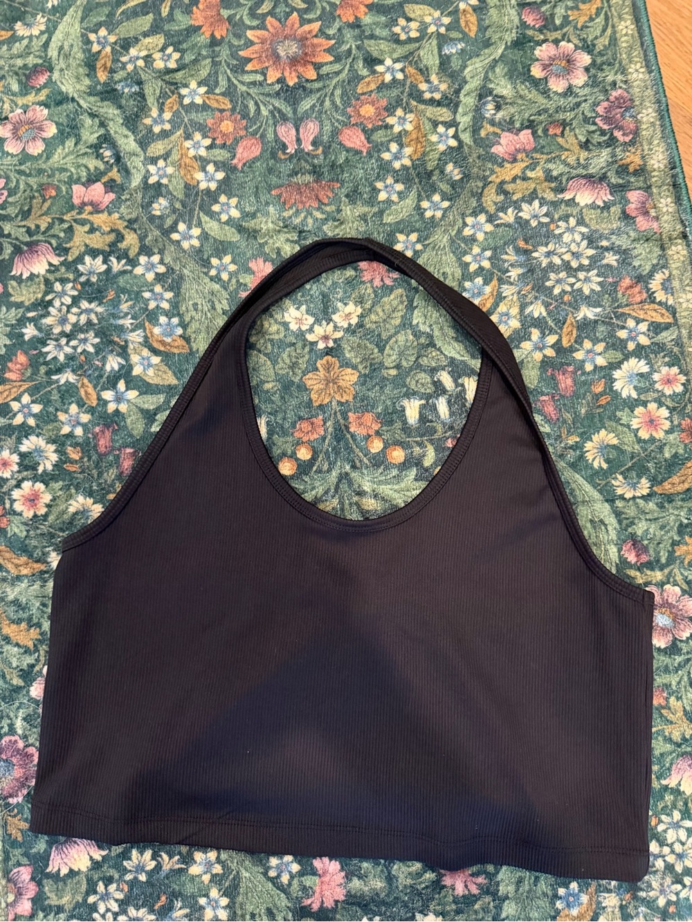 H&M Black Ribbed Cropped Halter Top